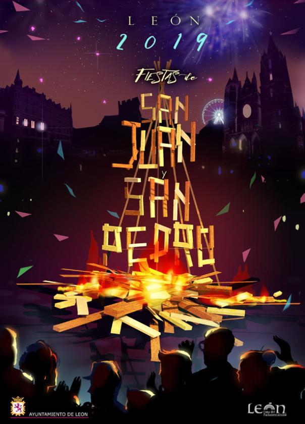 Cartel con los conciertos confirmados en la Plaza Mayor para las Fiestas de San Juan y San Pedro de León 2019
