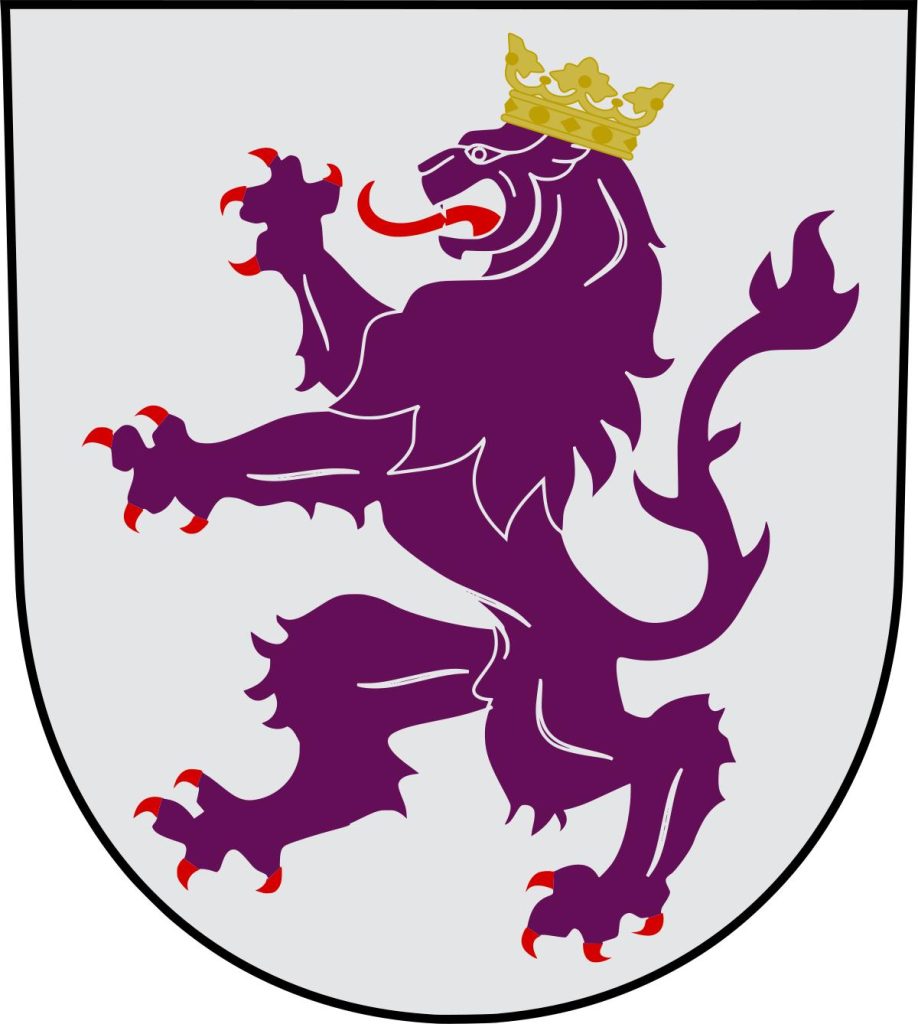 Evolución del león pasante al león rampante de perfil en la bandera y escudo del Reino de León.