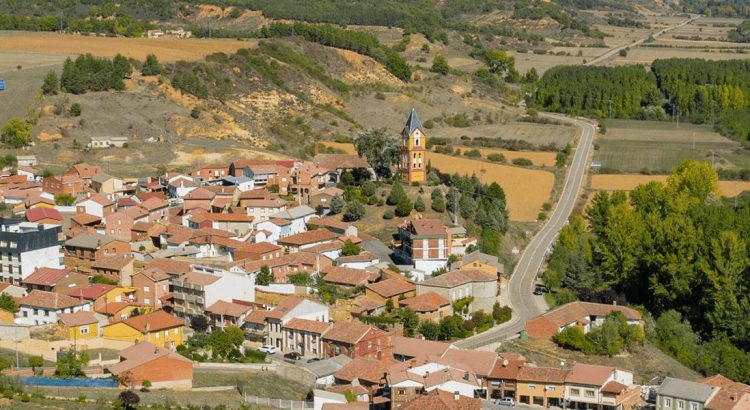 Vista panorámica de la villa de Almanza en la provincia de León al lado del río Cea, razones para visitar este municipio leonés.